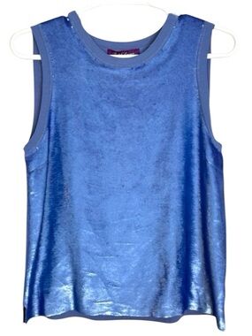 Ralph Lauren Purple Label Blue Sequin Silk Lined Tank Top Italy L